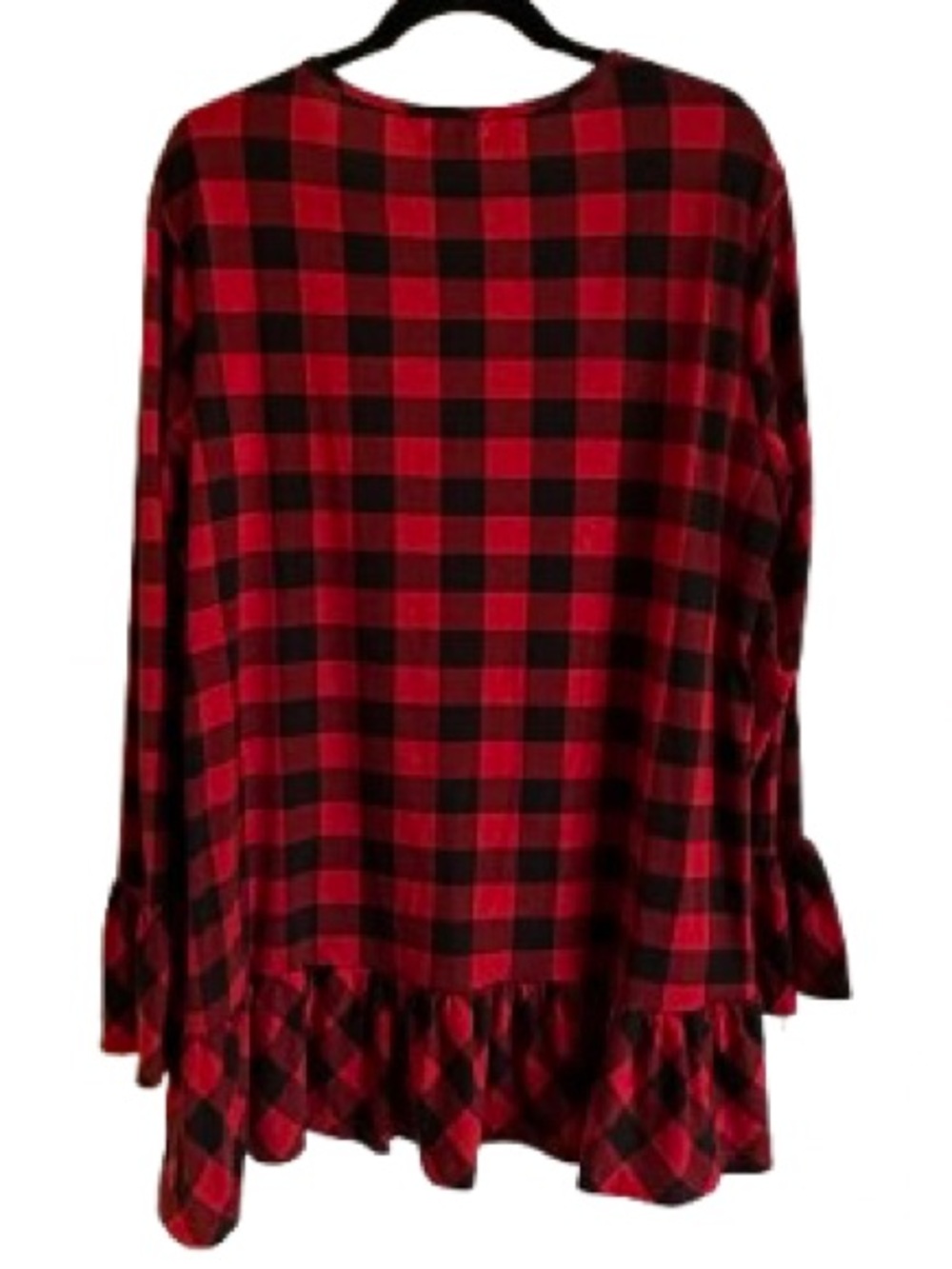 Red and Black Buffalo Plaid Ruffle Hem Tunic - Picture 6 of 6